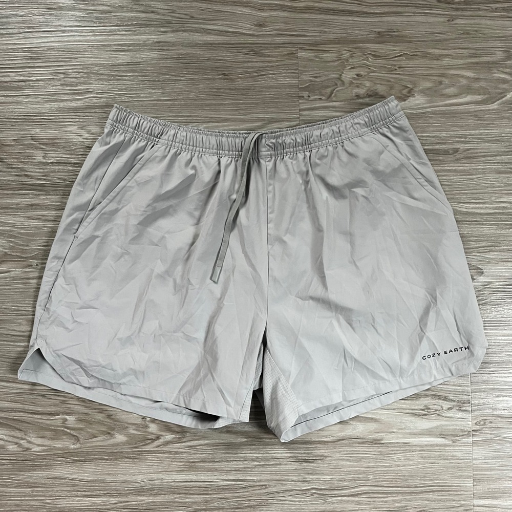 Cozy Earth Mens All Day Shorts Gray Lined Athletic Training 5 Inch Inseam Large